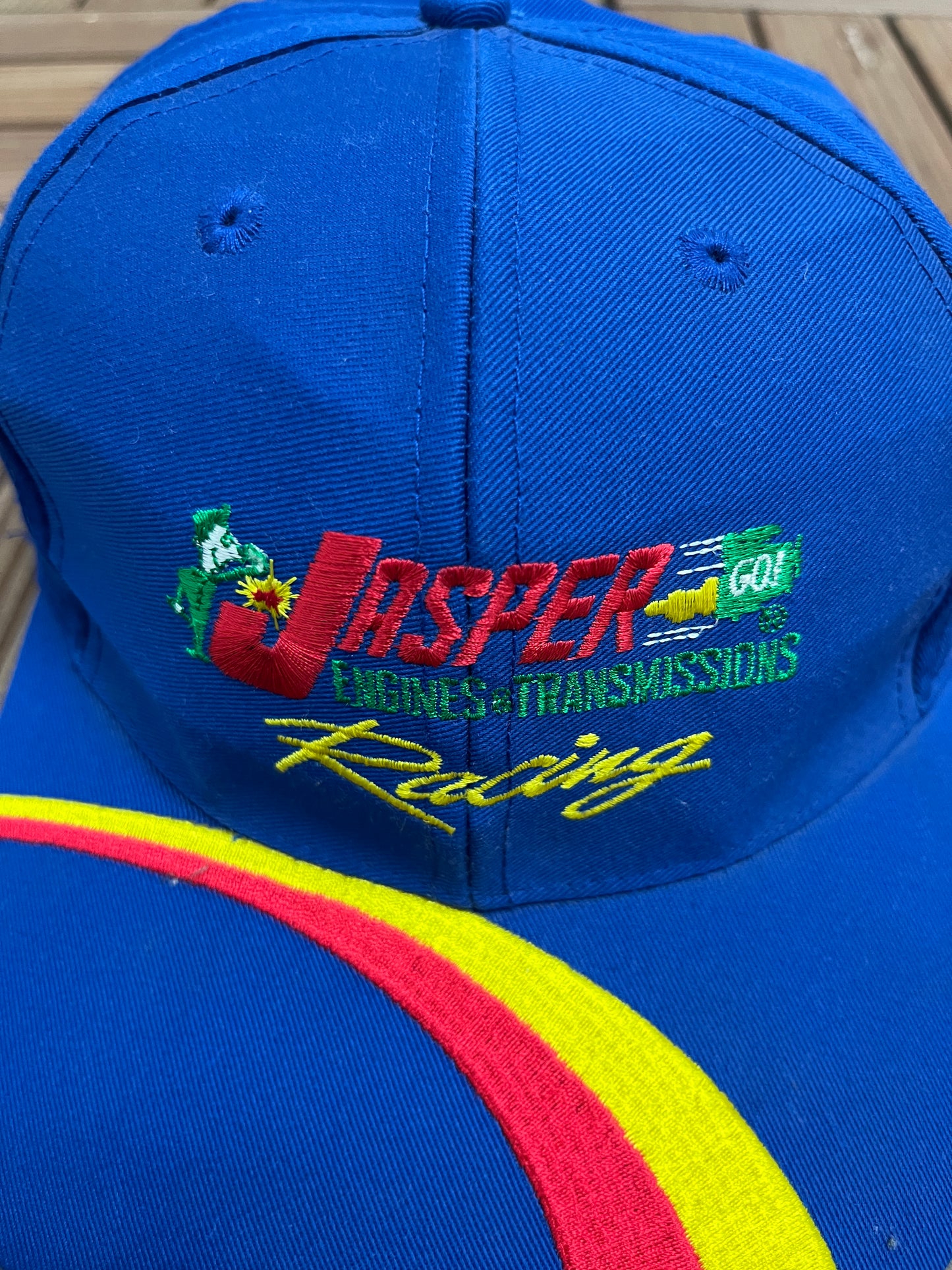 Jasper Motorsports NASCAR Graphic Hat | Snap Back | Vintage 2000s Colourful Blue Cap |