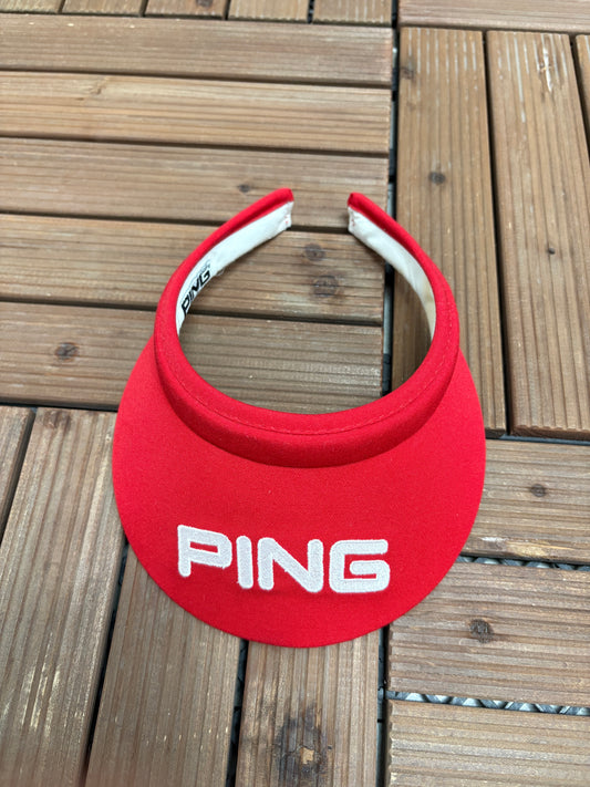 PING Embroidered Graphic Visor | One Size | Vintage 1990s Branded Red Cap |