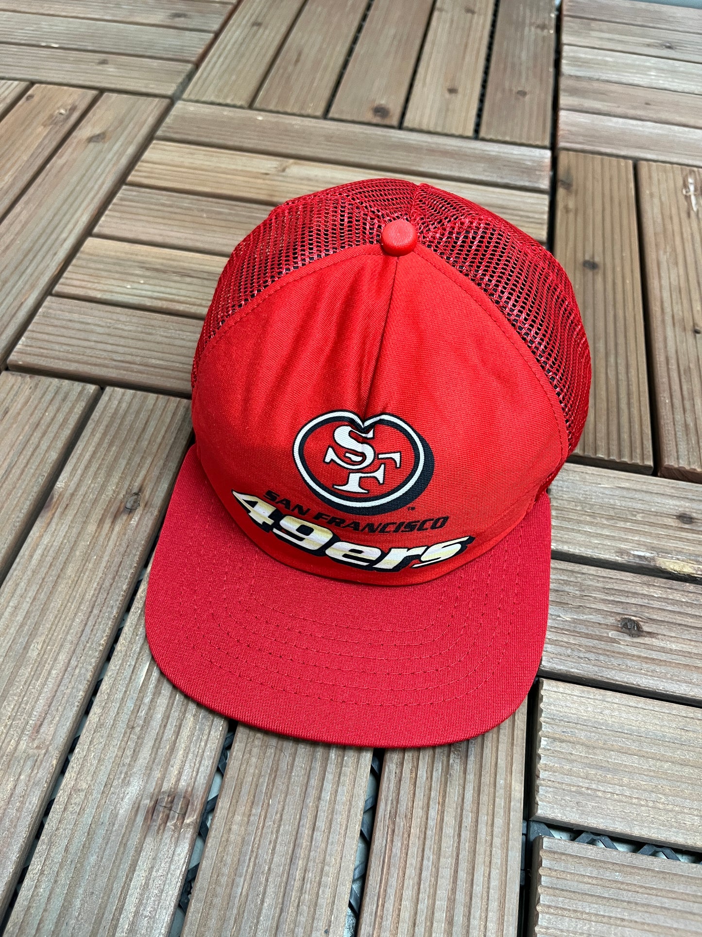 San Francisco 49ers Graphic Hat | Snap Back | Vintage 1990s NFL Football Red Cap |