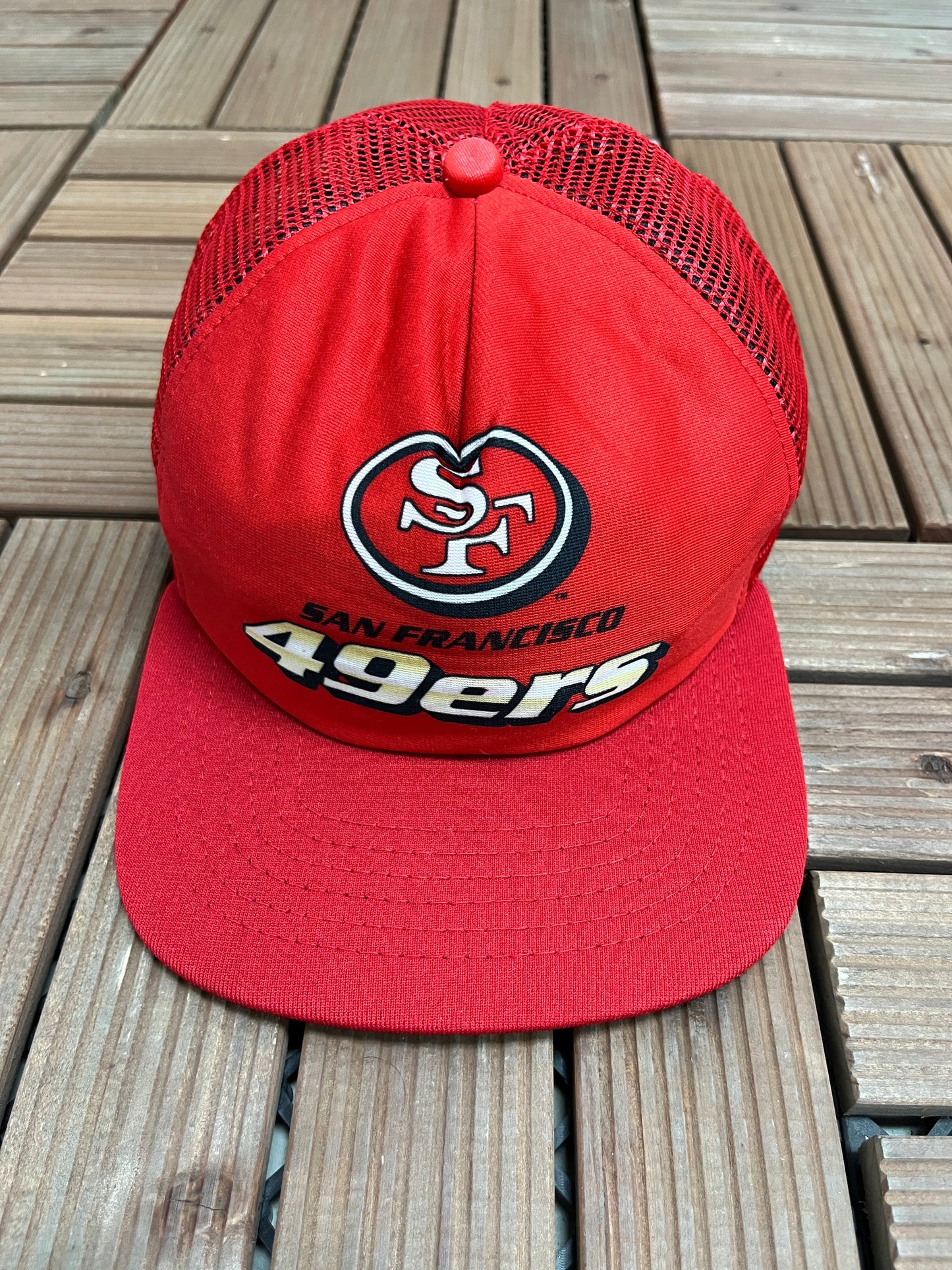 San Francisco 49ers Graphic Hat | Snap Back | Vintage 1990s NFL Football Red Cap |