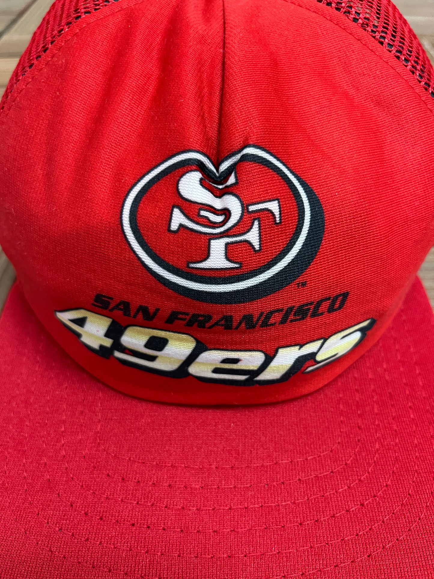 San Francisco 49ers Graphic Hat | Snap Back | Vintage 1990s NFL Football Red Cap |