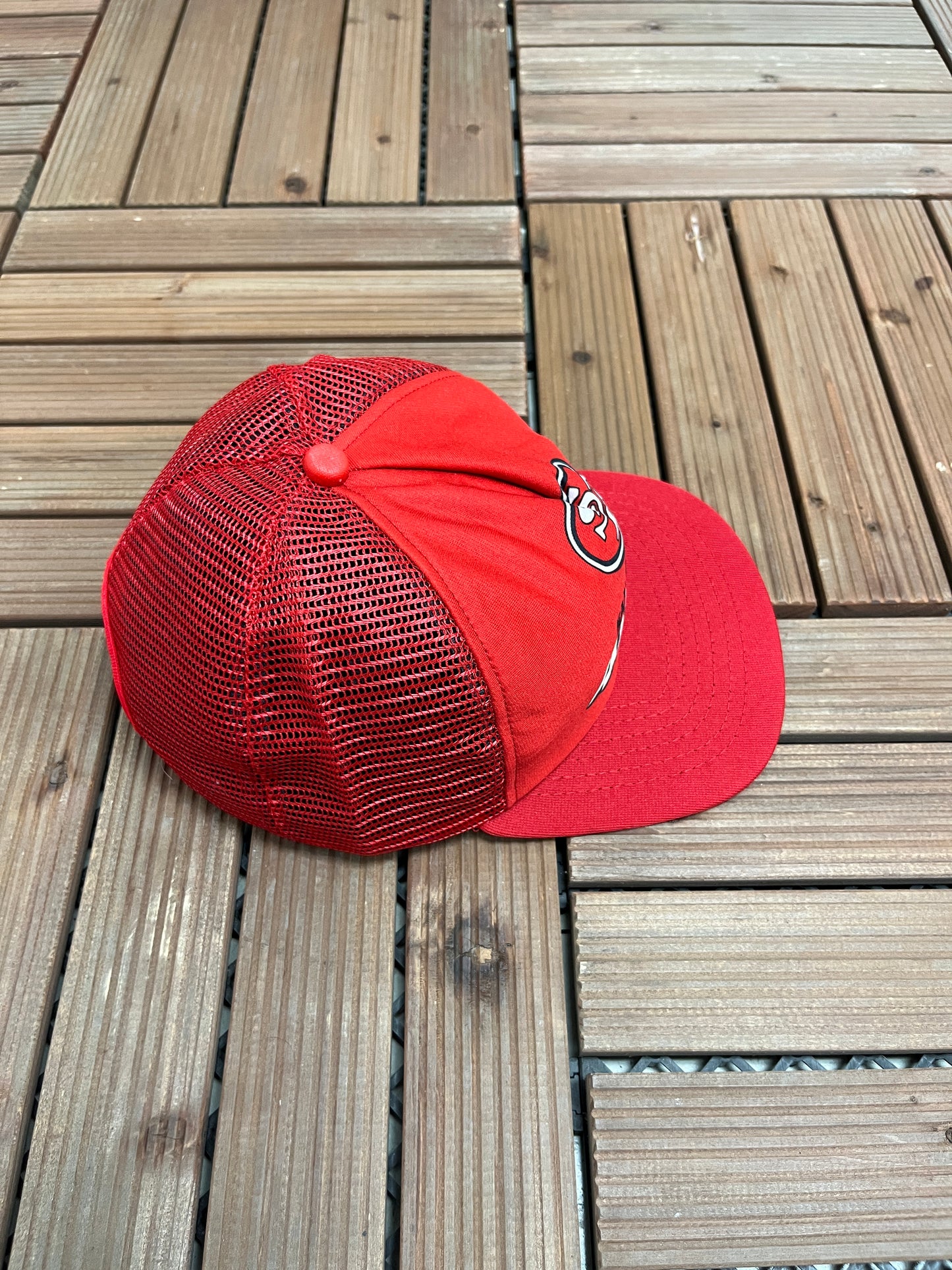 San Francisco 49ers Graphic Hat | Snap Back | Vintage 1990s NFL Football Red Cap |