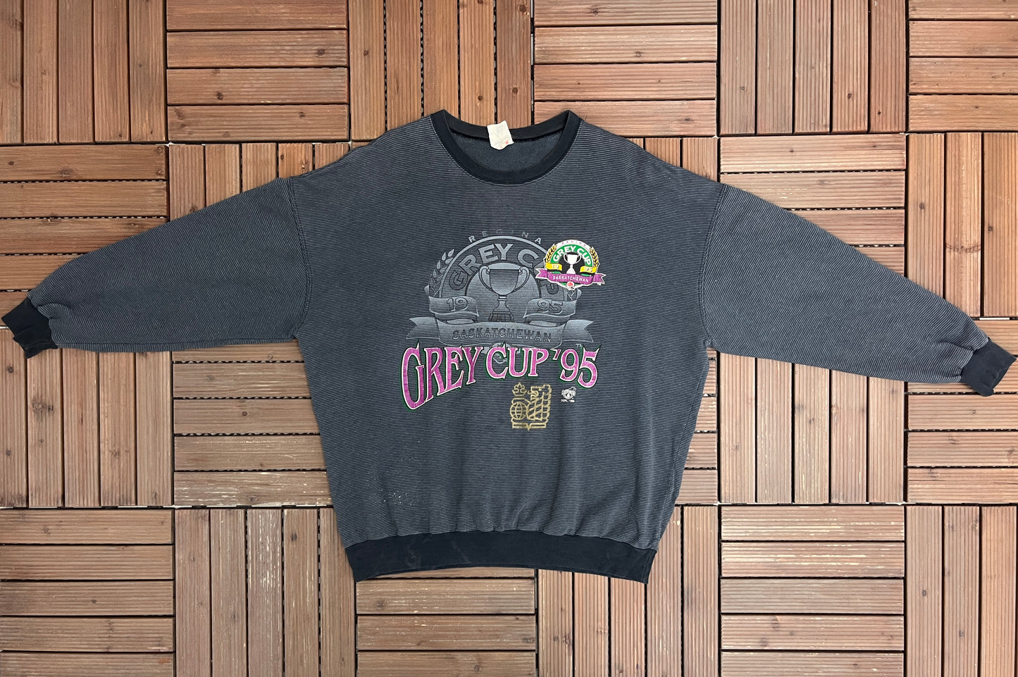 Grey Cup Championship 1995 Graphic Crewneck | Size X-Large | Vintage 1990s CFL Football Grey Sweater |