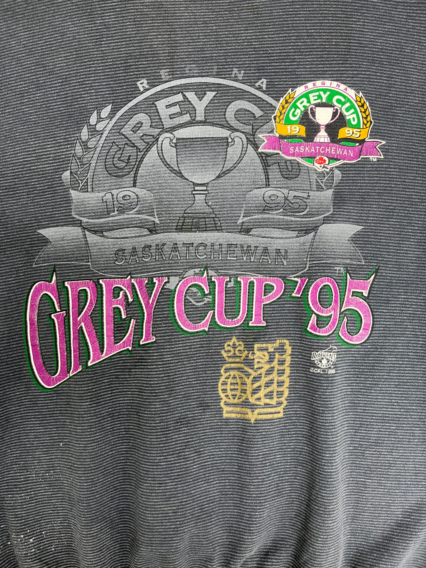 Grey Cup Championship 1995 Graphic Crewneck | Size X-Large | Vintage 1990s CFL Football Grey Sweater |