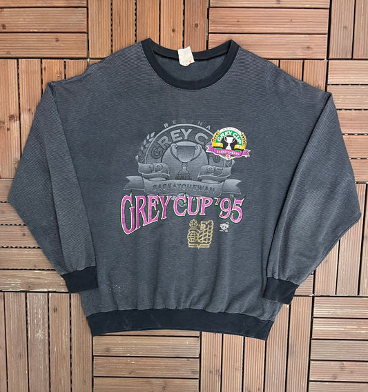 Grey Cup Championship 1995 Graphic Crewneck | Size X-Large | Vintage 1990s CFL Football Grey Sweater |