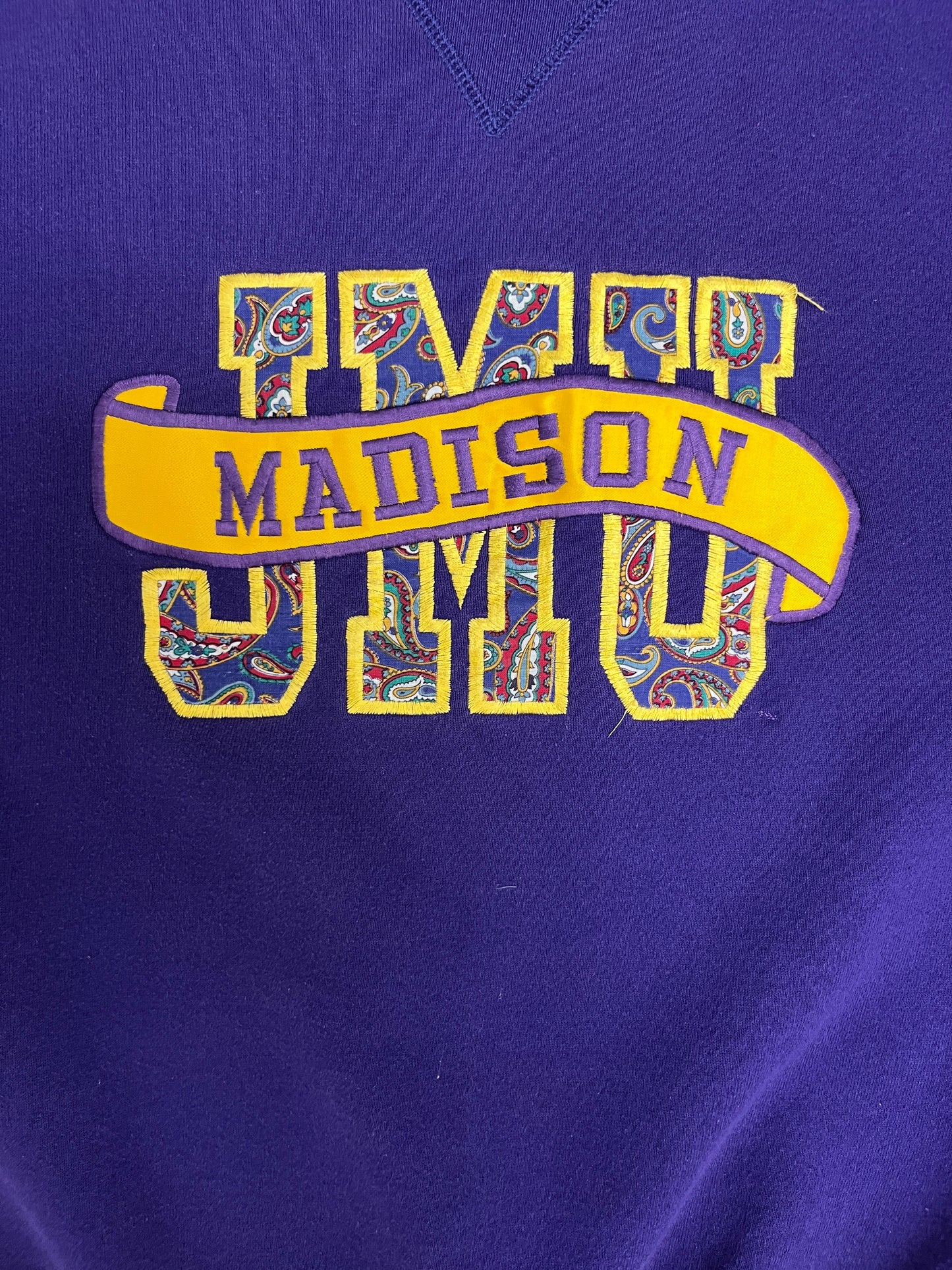 James Madison Dukes Graphic Crewneck | Size Medium | Vintage 1990s College Purple Sweater |