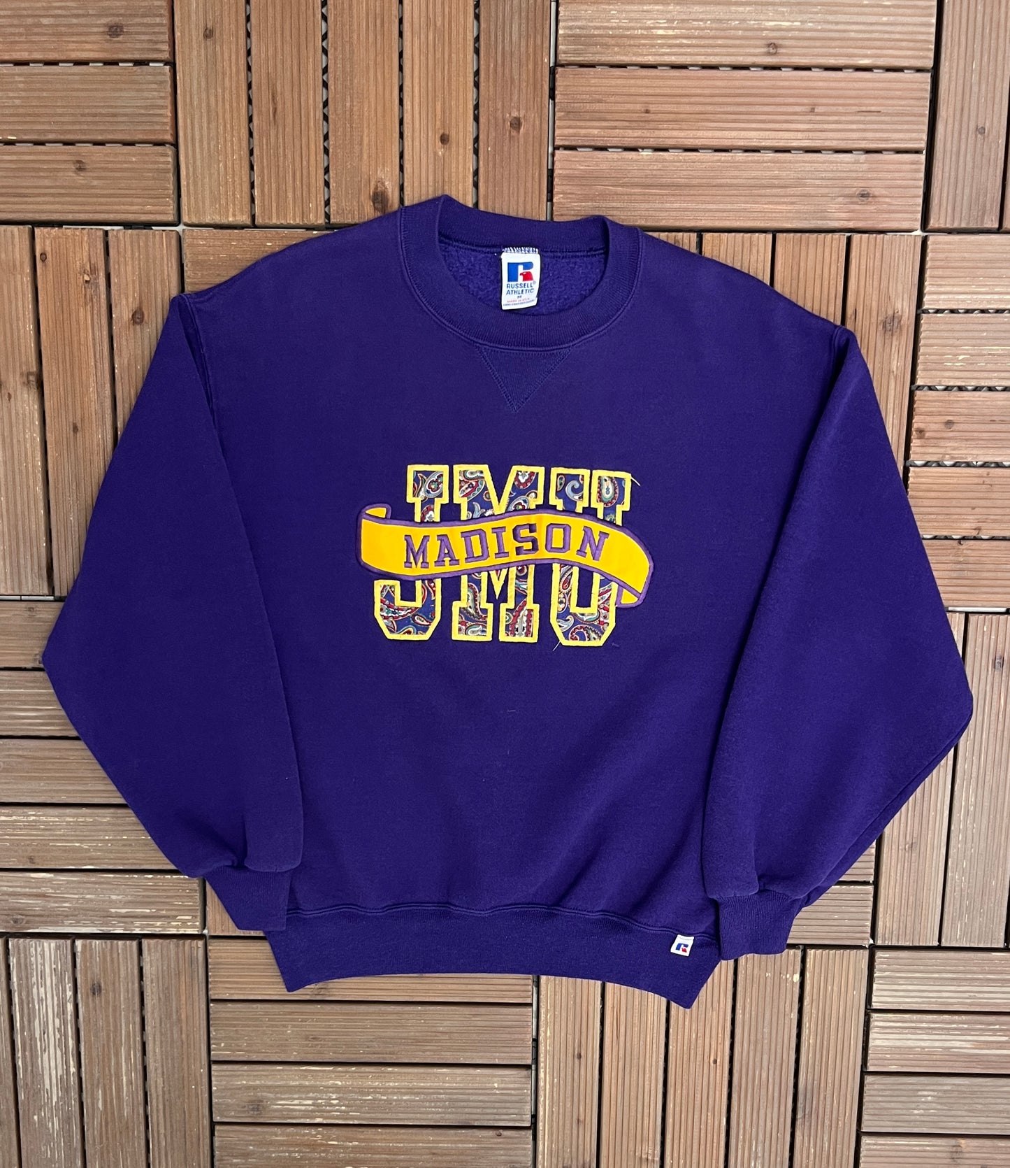 James Madison Dukes Graphic Crewneck | Size Medium | Vintage 1990s College Purple Sweater |