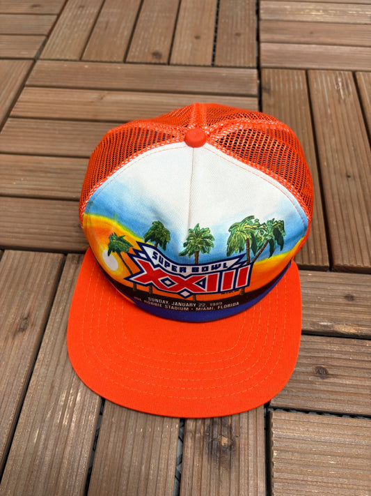 Super Bowl XXIII San Francisco 49ers vs. Cincinnati Bengals Graphic Hat | Snap Back | Vintage 1980s NFL Football Cap |