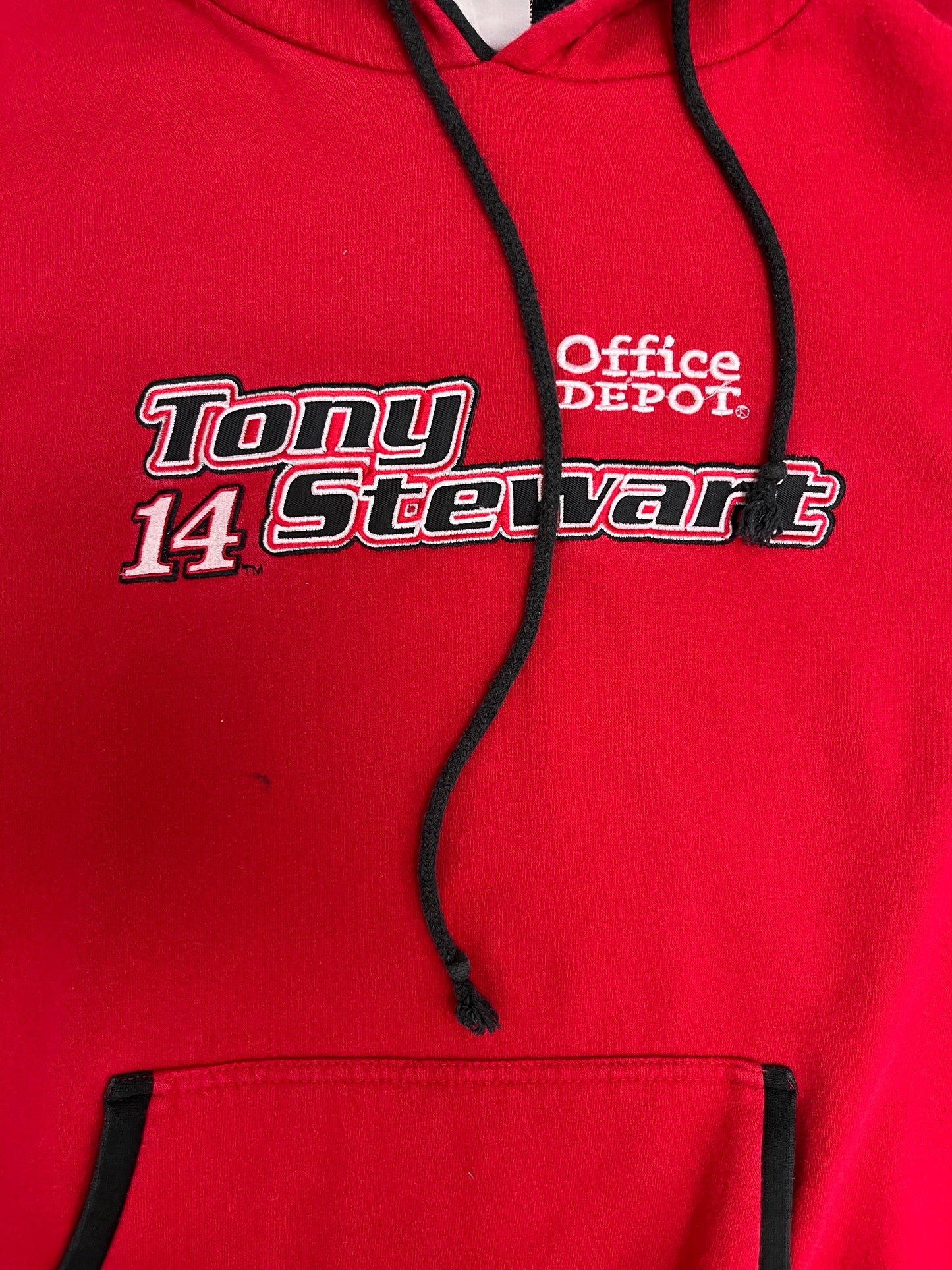 Tony Stewart Office Depot NASCAR Graphic Hoodie | Size Large | Vintage 2000s NASCAR Racing Red Sweater |