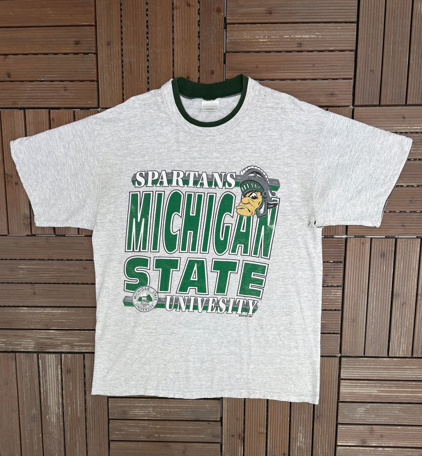 Michigan State Spartans Graphic Tee | Size X-Large | Vintage 1990s College Layered Grey T-Shirt |
