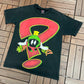 Marvin The Martian Big Question Mark Graphic Tee | Size Large | Vintage 1990s Cartoon Looney Tunes Black T-Shirt |