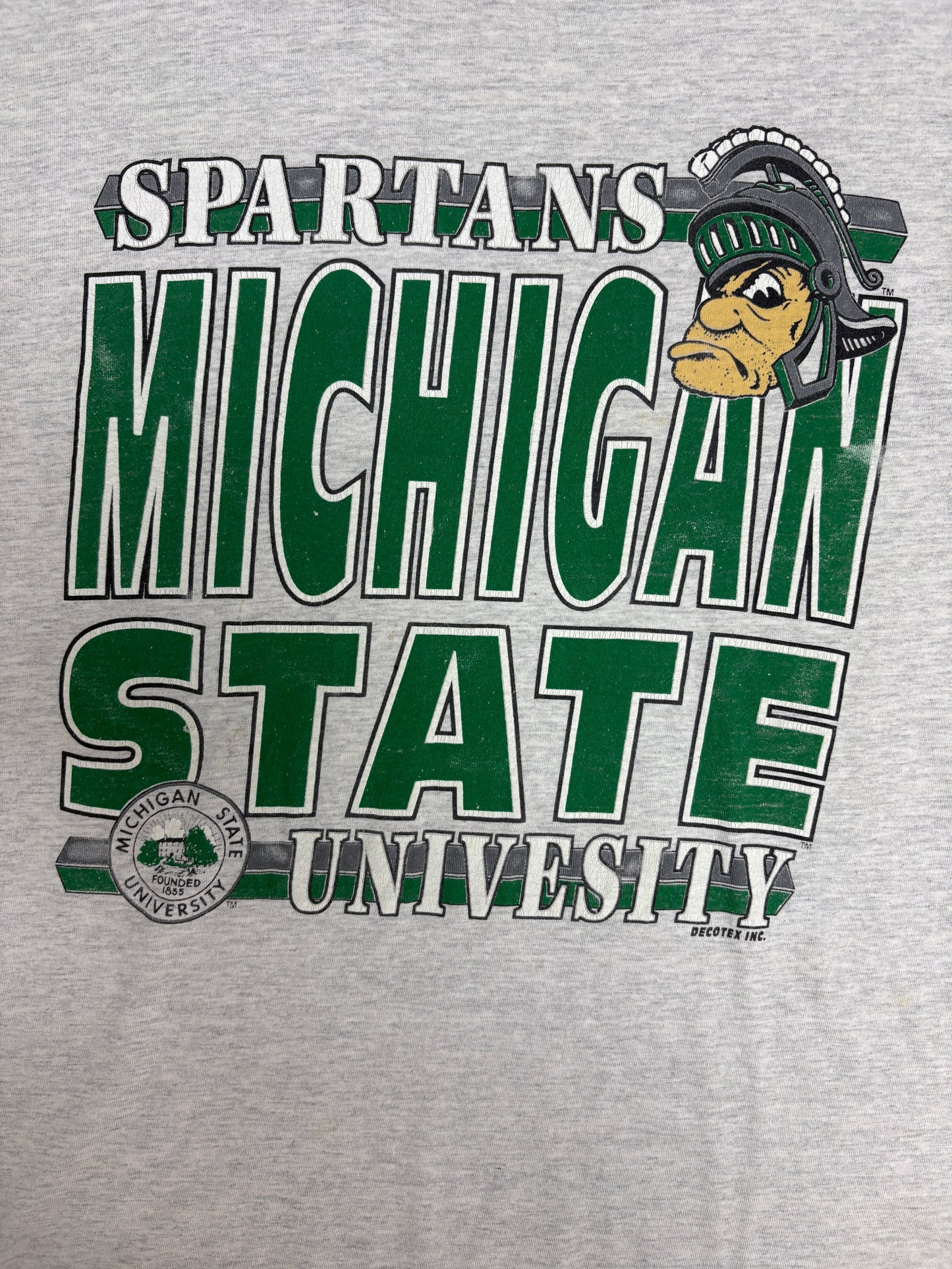Michigan State Spartans Graphic Tee | Size X-Large | Vintage 1990s College Layered Grey T-Shirt |