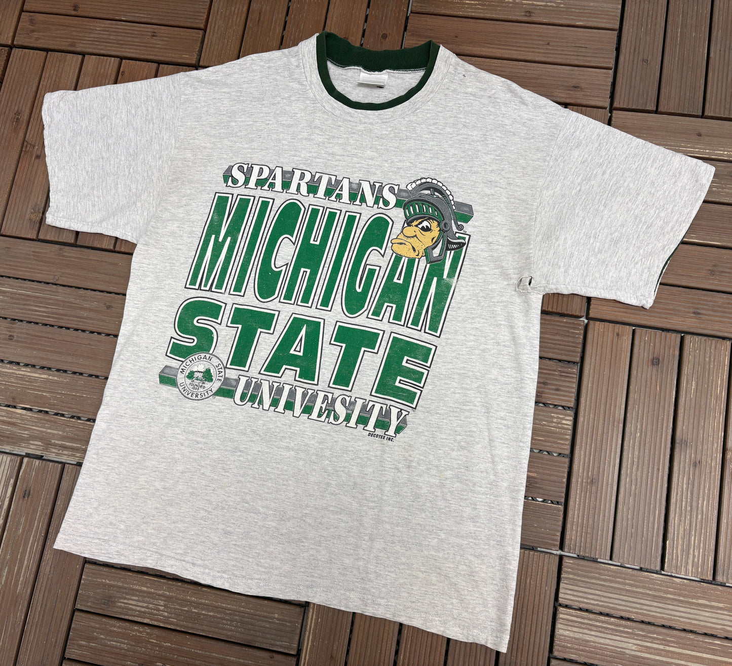 Michigan State Spartans Graphic Tee | Size X-Large | Vintage 1990s College Layered Grey T-Shirt |