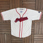 Cleveland Indians Pinstripe Baseball Jersey | Size Medium | Vintage 1990s Starter White Baseball Jersey |