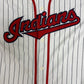 Cleveland Indians Pinstripe Baseball Jersey | Size Medium | Vintage 1990s Starter White Baseball Jersey |