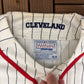 Cleveland Indians Pinstripe Baseball Jersey | Size Medium | Vintage 1990s Starter White Baseball Jersey |