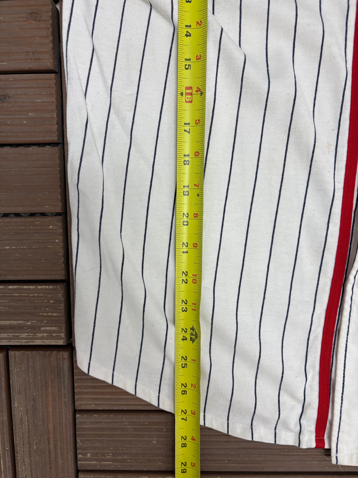 Cleveland Indians Pinstripe Baseball Jersey | Size Medium | Vintage 1990s Starter White Baseball Jersey |