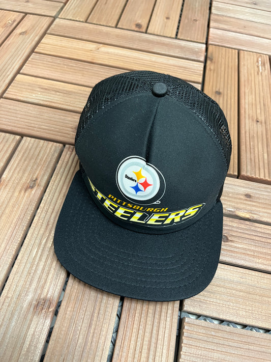 Pittsburgh Steelers Graphic Hat | Snap Back | Vintage 1990s NFL Football Black Cap |