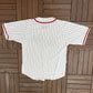 Cleveland Indians Pinstripe Baseball Jersey | Size Medium | Vintage 1990s Starter White Baseball Jersey |