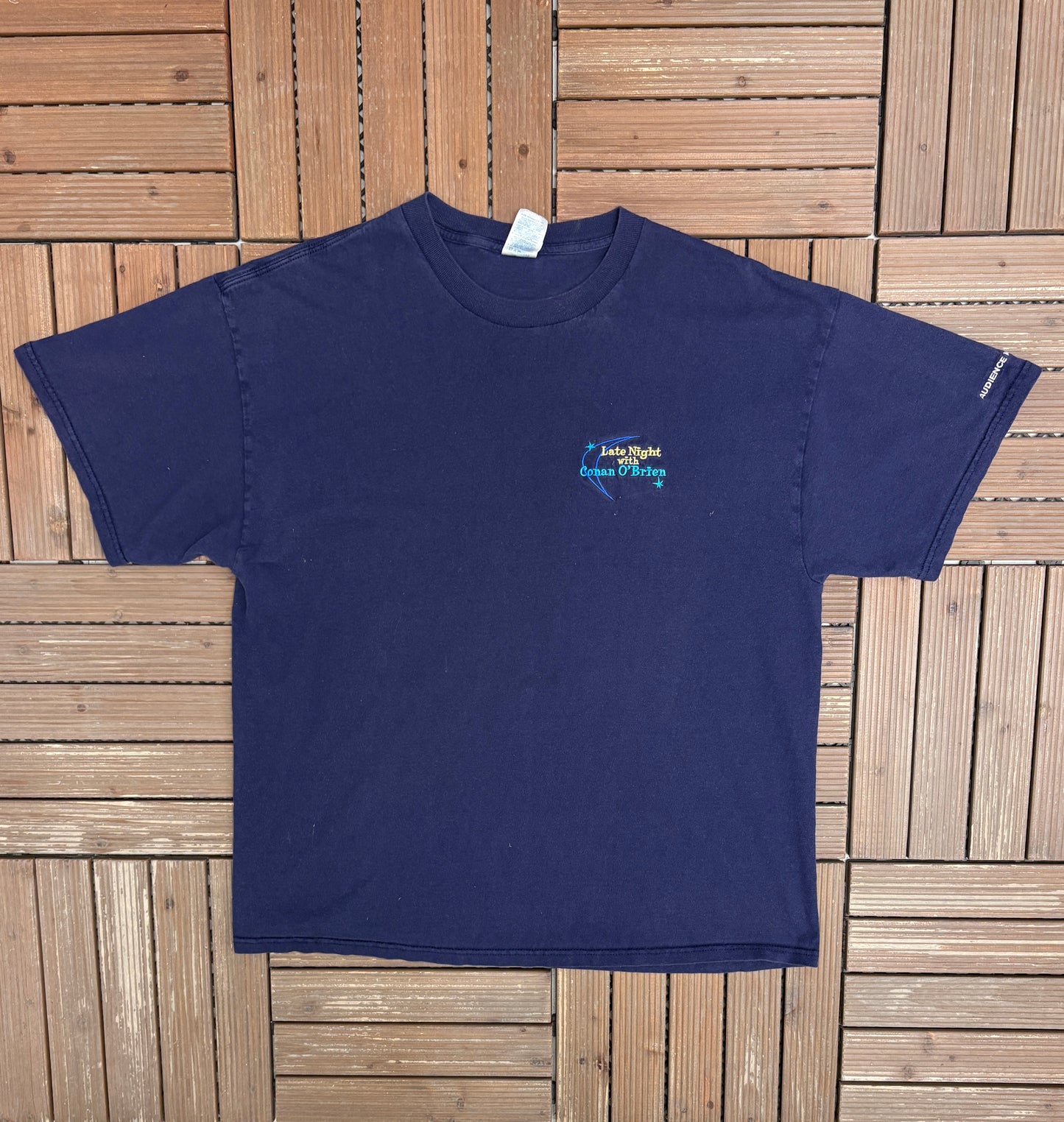 Late Night With Conan O'Brien Graphic Tee | Size X-Large | Vintage 1990s Talk Show Blue T-Shirt |