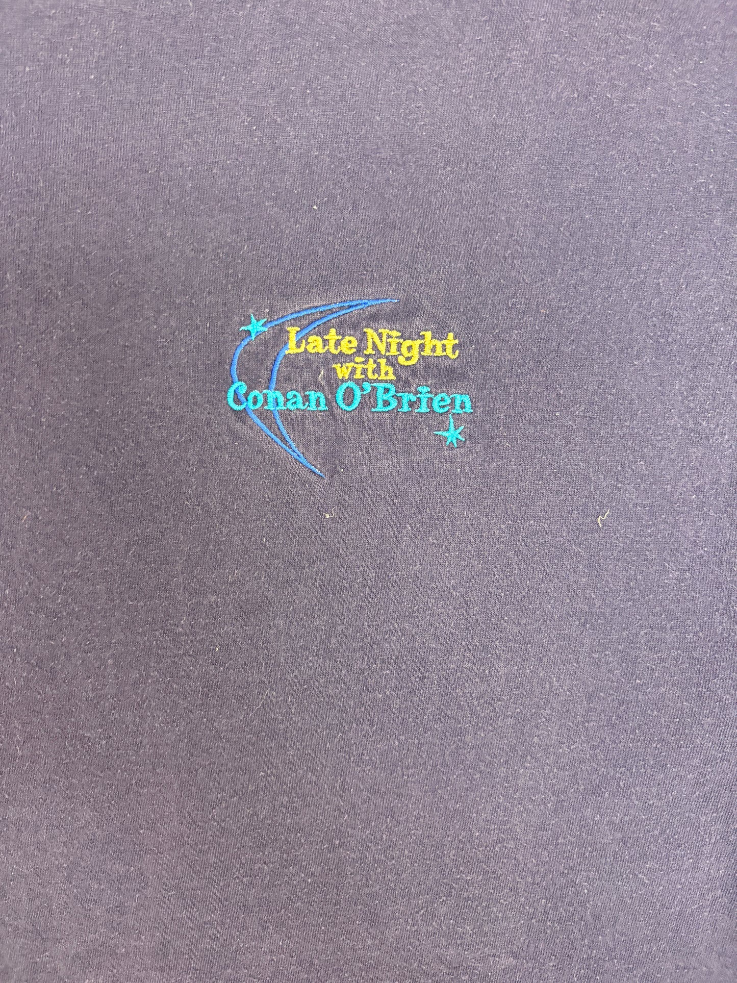 Late Night With Conan O'Brien Graphic Tee | Size X-Large | Vintage 1990s Talk Show Blue T-Shirt |