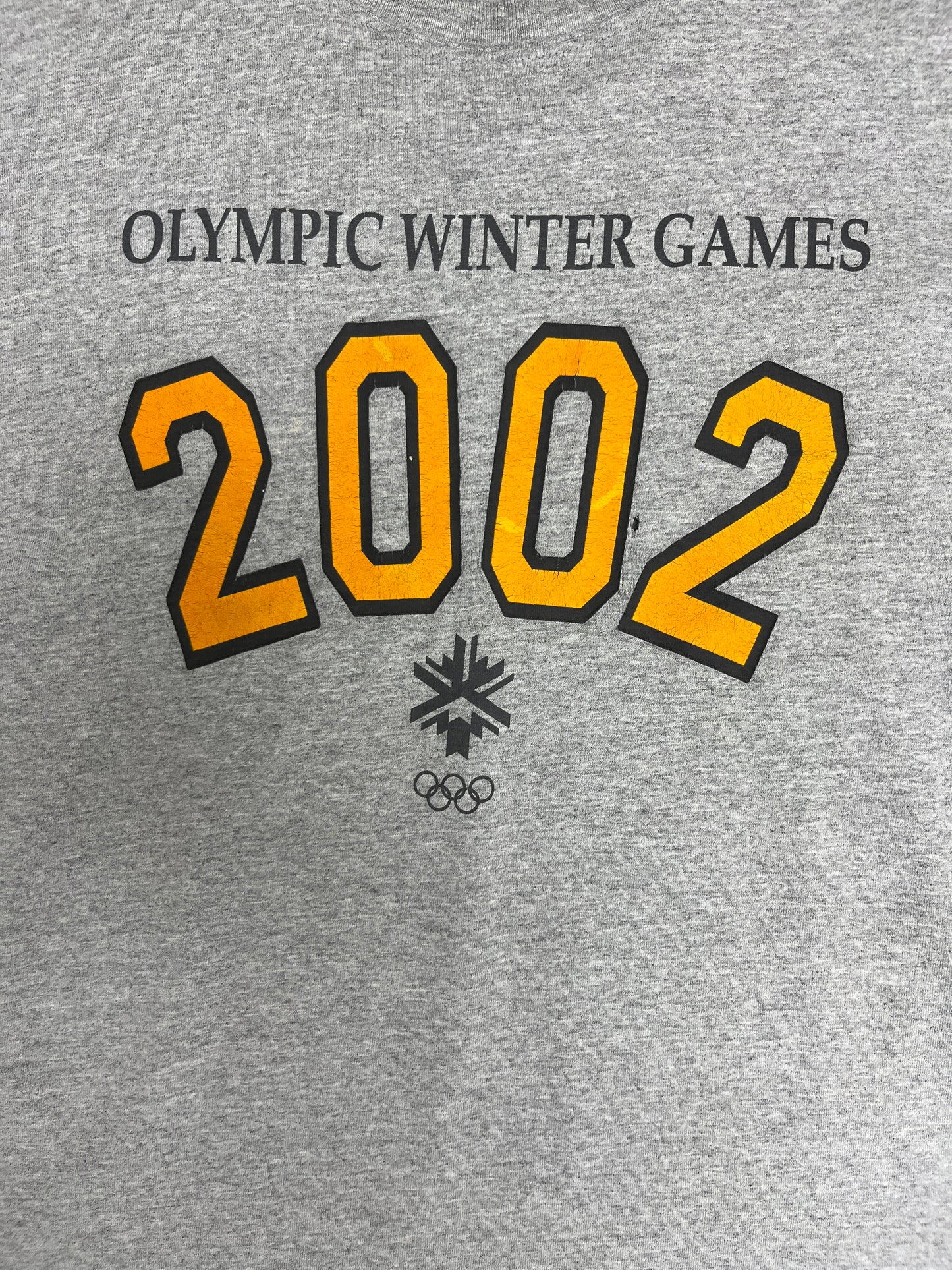 Olympic Winter Games 2002 Graphic Tee | Size X-Large | Vintage 2000s Promotional Grey T-Shirt |