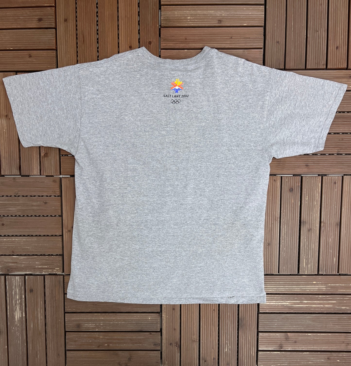 Olympic Winter Games 2002 Graphic Tee | Size X-Large | Vintage 2000s Promotional Grey T-Shirt |