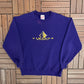 Minnesota Vikings Embroidered Graphic Crewneck | Size Large | Vintage 1990s NFL Football Purple Sweater |