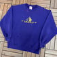 Minnesota Vikings Embroidered Graphic Crewneck | Size Large | Vintage 1990s NFL Football Purple Sweater |