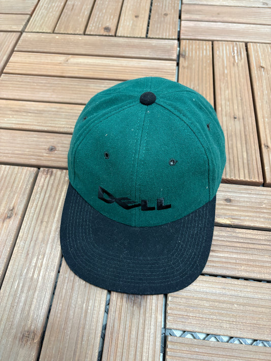 Dell Inc. Embroidered Graphic Hat | Snap Back | Vintage 1990s Promotional Green Cap |