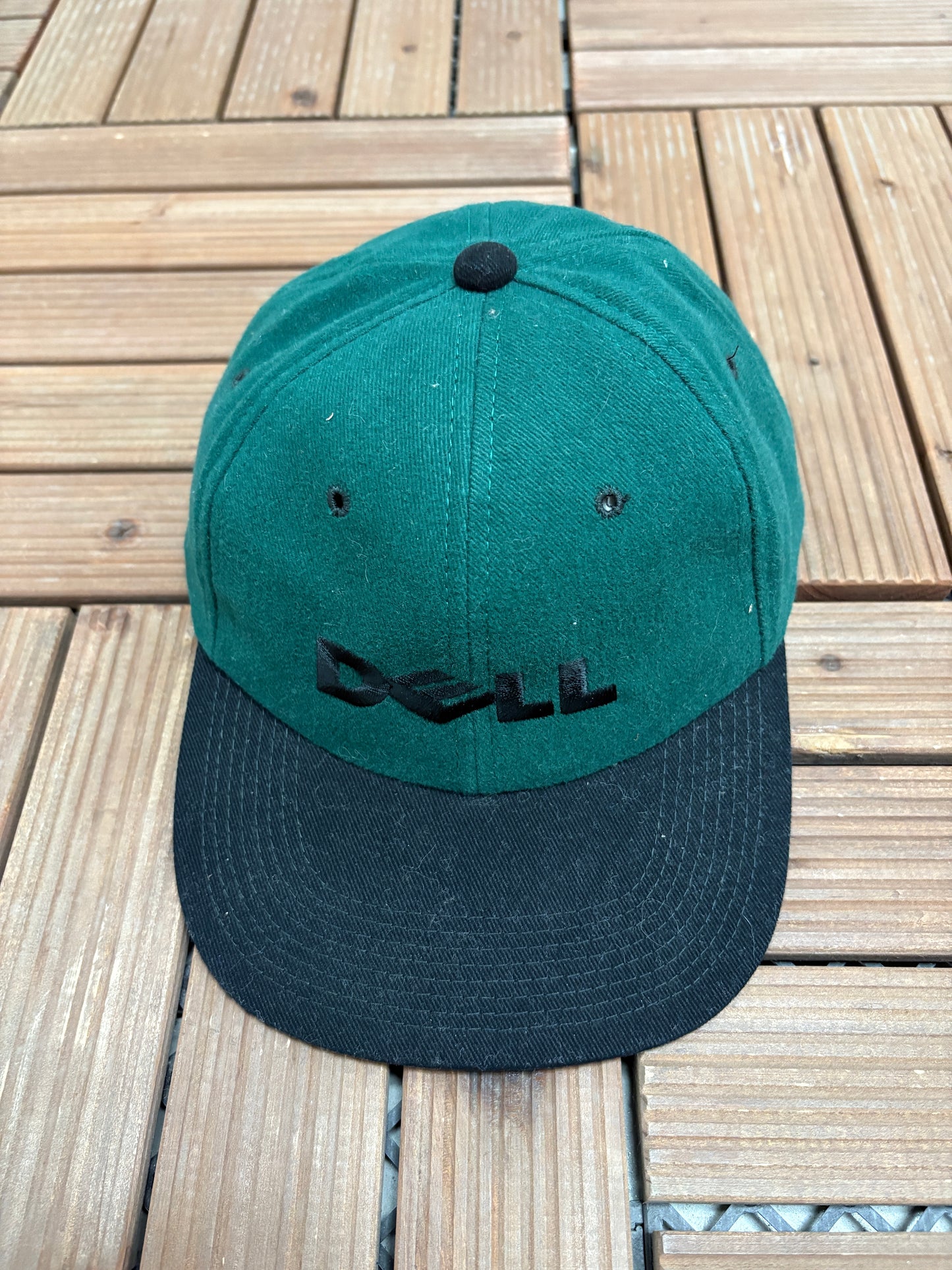 Dell Inc. Embroidered Graphic Hat | Snap Back | Vintage 1990s Promotional Green Cap |