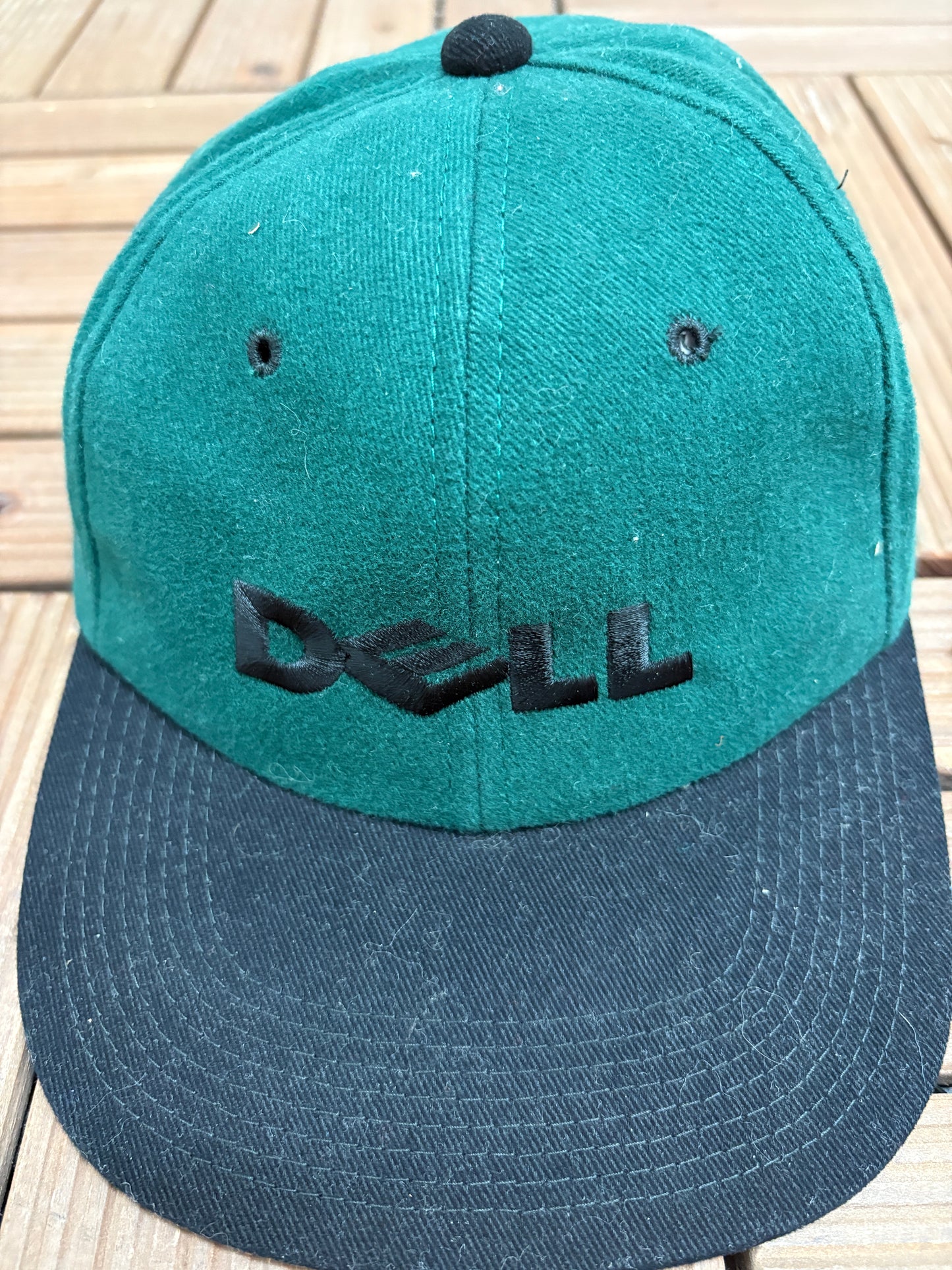 Dell Inc. Embroidered Graphic Hat | Snap Back | Vintage 1990s Promotional Green Cap |