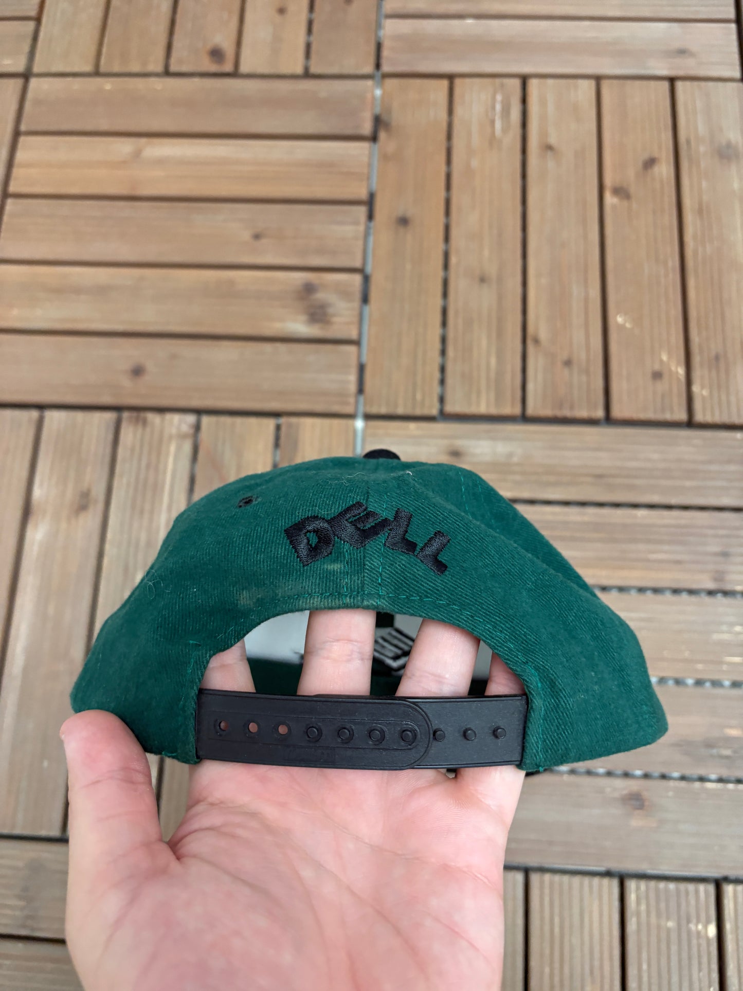 Dell Inc. Embroidered Graphic Hat | Snap Back | Vintage 1990s Promotional Green Cap |