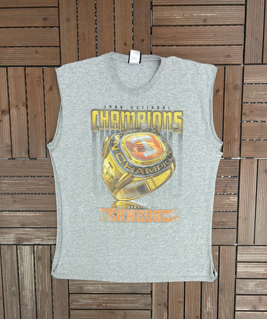 Tennessee Volunteers 1998 National Champions Graphic Tee | Size X-Large | Vintage 1990s College Football Grey Tank Top |