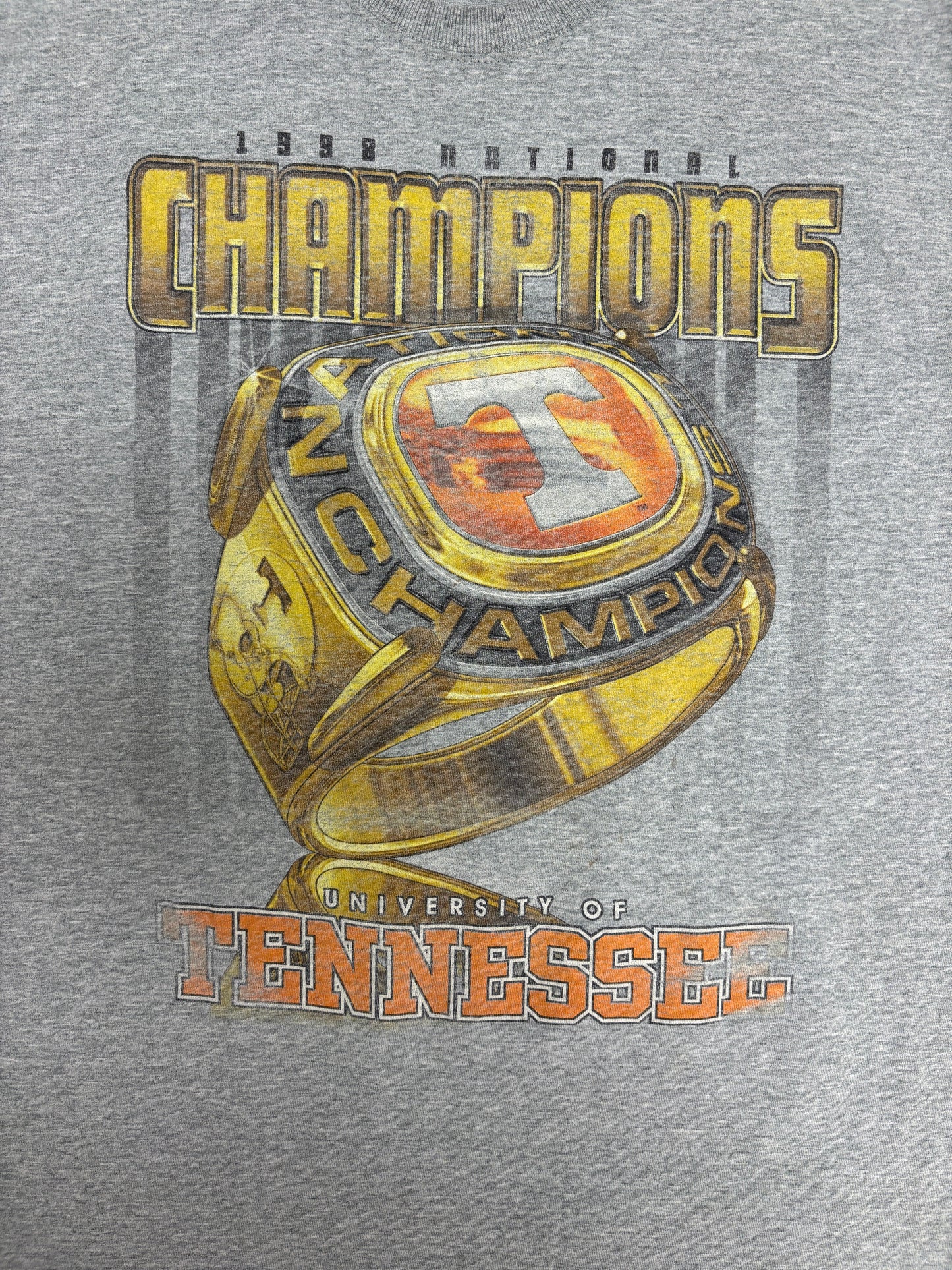 Tennessee Volunteers 1998 National Champions Graphic Tee | Size X-Large | Vintage 1990s College Football Grey Tank Top |