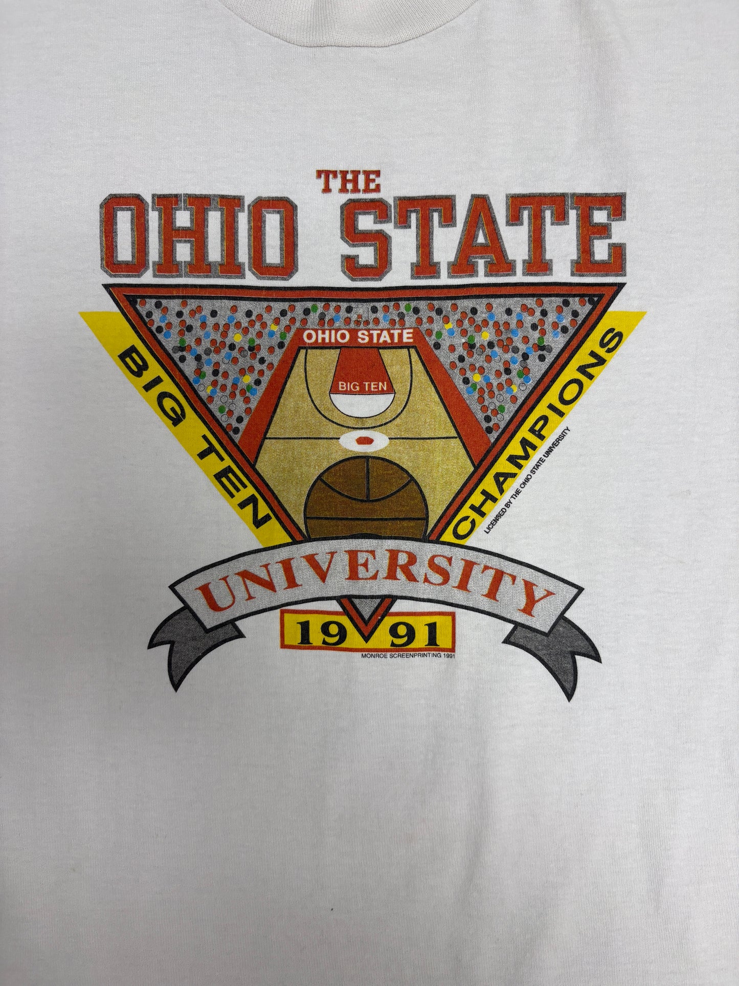Ohio State Buckeyes Basketball 1991 Big Ten Champs Graphic Tee | Size Large | Vintage 1990s College White T-Shirt |