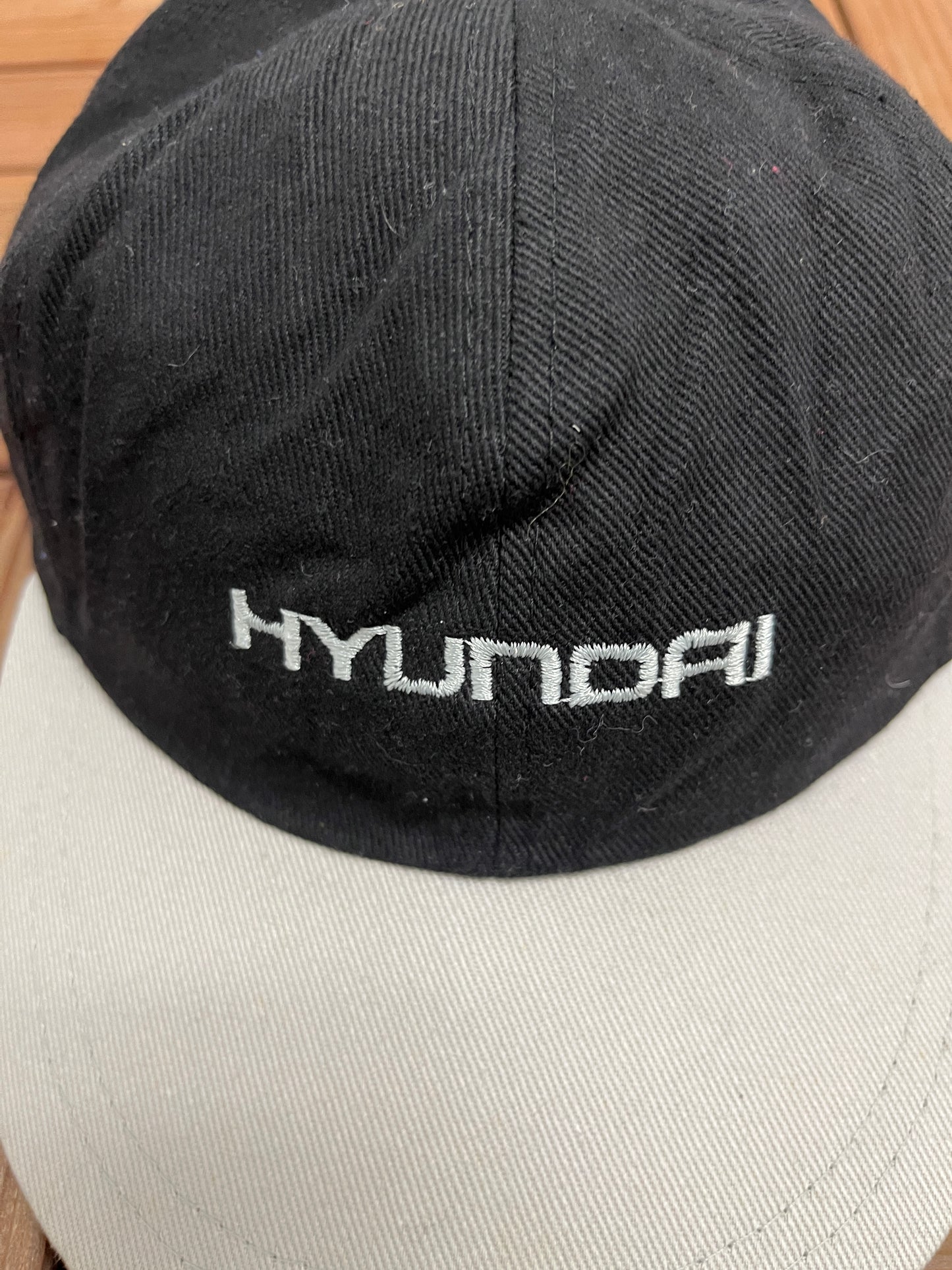 Hyundai Embroidered Graphic Hat | Metal Clasp | Vintage 1990s Car Promotional Black Cap |