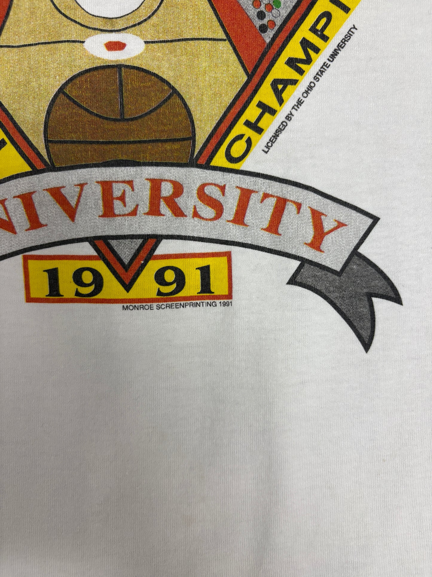 Ohio State Buckeyes Basketball 1991 Big Ten Champs Graphic Tee | Size Large | Vintage 1990s College White T-Shirt |