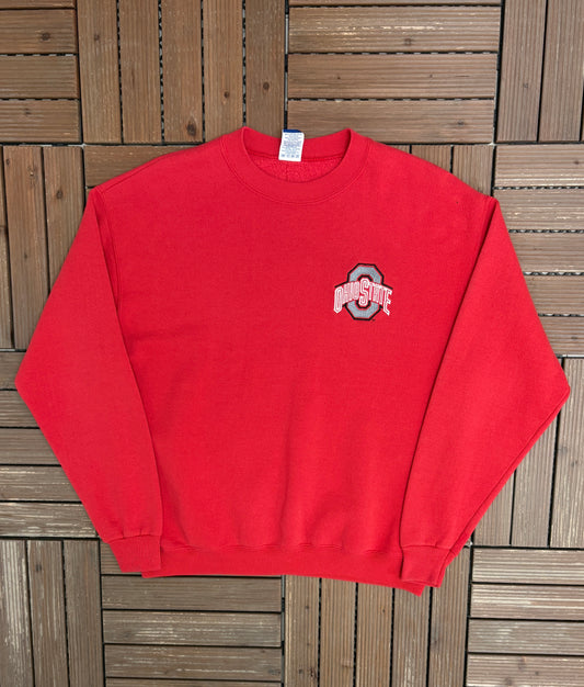 Ohio State Buckeyes Graphic Crewneck | Size Large | Vintage 1980s College Red Sweater |