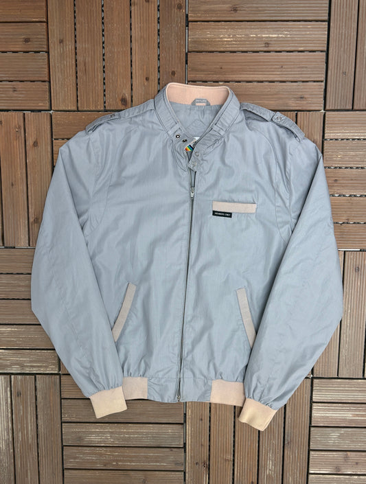 Members Only Stitched Windbreaker | Size Large | Vintage 2000s Branded Grey/Blue Jacket |
