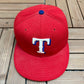 Texas Rangers Embroidered Graphic Hat | Size 7 1/4 | Vintage 1990s Wool MLB Baseball Red Cap |