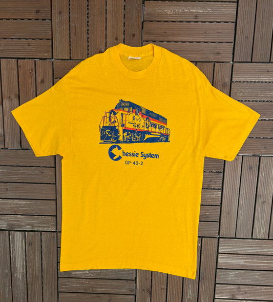 Chessie System GP-40-2 Graphic Tee | Size XX-Large | Vintage 1990s Promotional Yellow T-Shirt |