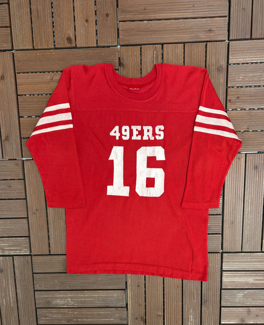 San Francisco 49ers Jersey Style Graphic Tee | Size Small | Vintage 1980s NFL Football Rawlings T-Shirt |