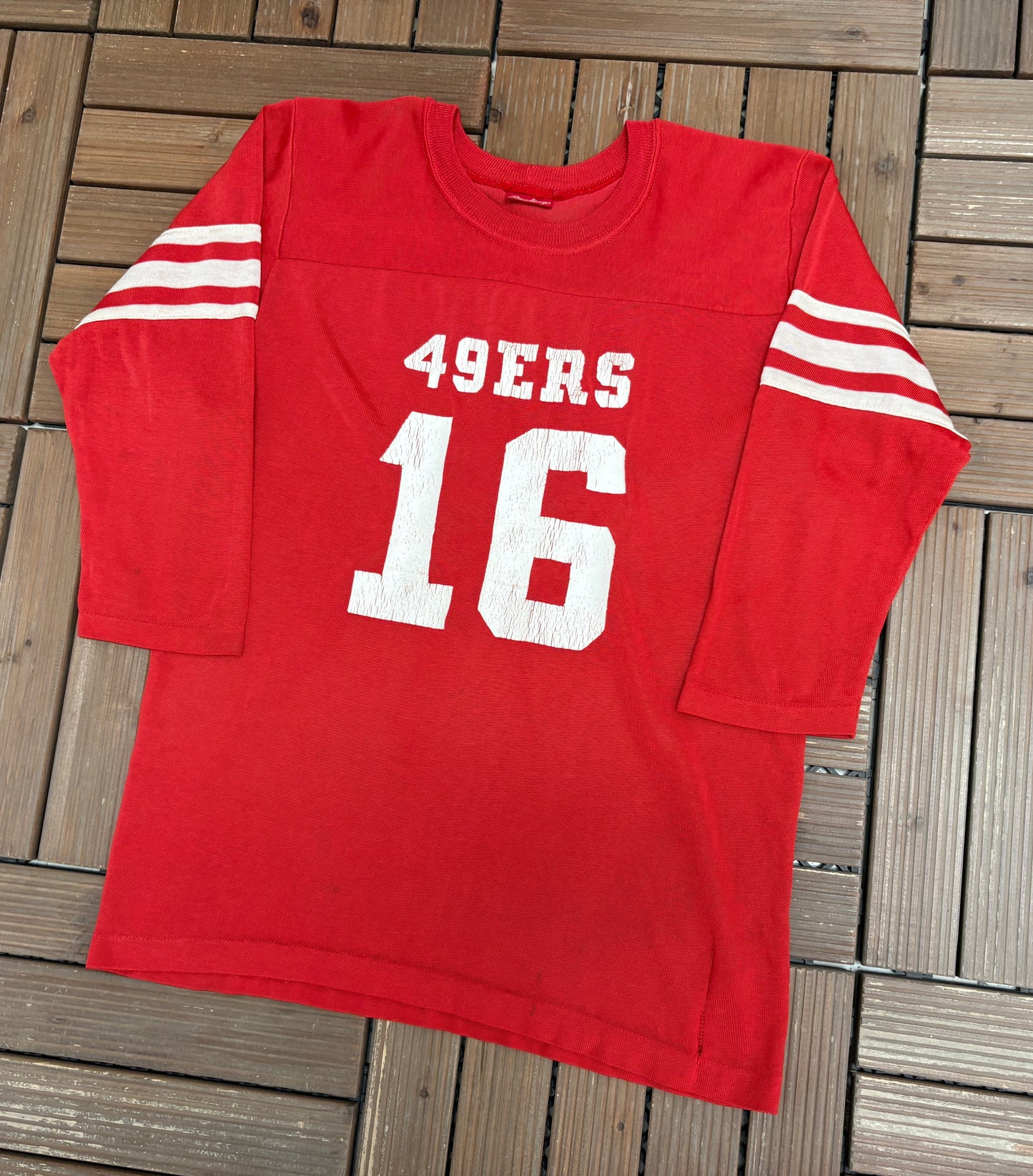San Francisco 49ers Jersey Style Graphic Tee | Size Small | Vintage 1980s NFL Football Rawlings T-Shirt |