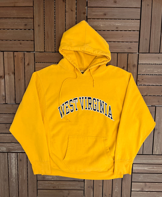 West Virginia Mountaineers Graphic Hoodie | Size X-Large | Vintage 2000s College Sports Yellow Sweatshirt |