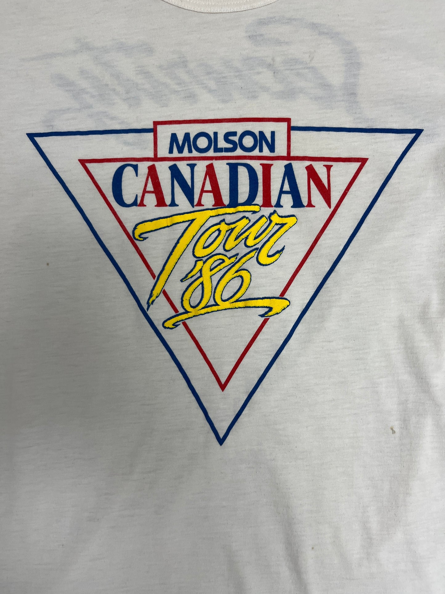 Molson Canadian Tour '86 Graphic Tee | Size X-Large | Vintage 1980s Alcohol Promotional White T-Shirt |