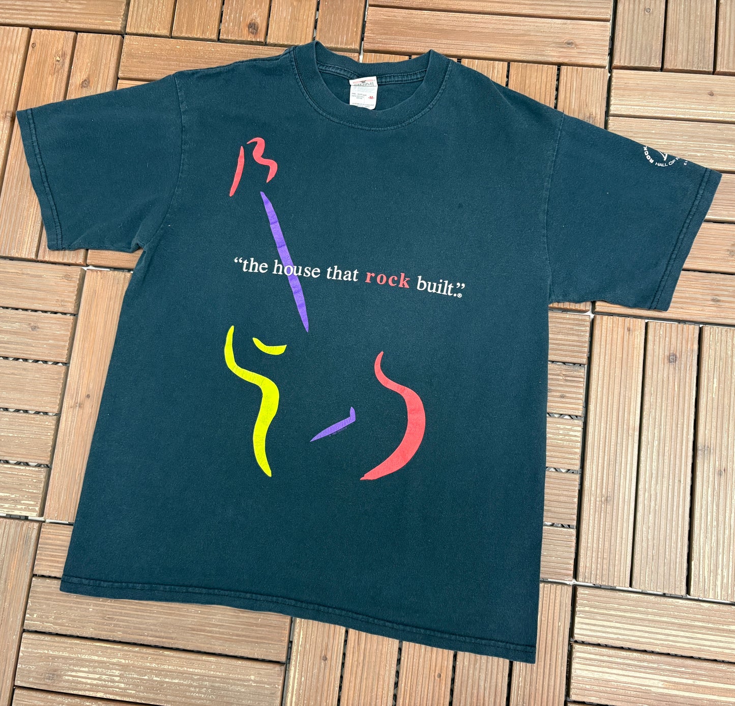 The House That Built Rock Graphic Tee | Size Medium | Vintage 2000s Rock & Roll Hall Of Fame Black T-Shirt |