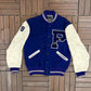 Whiting Letterman "P" Graphic Jacket | Size 42 | Vintage 1970s Varsity Blue Jacket |