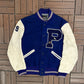 Whiting Letterman "P" Graphic Jacket | Size 42 | Vintage 1970s Varsity Blue Jacket |