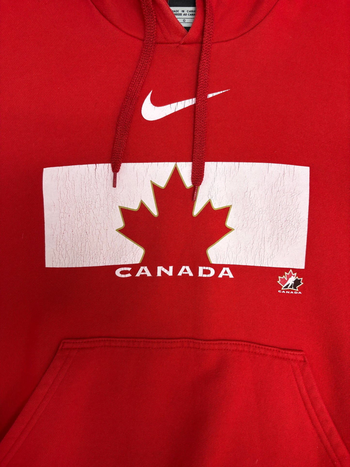Team Canada Hockey Nike Graphic Hoodie | Size Large | Vintage 2000s Hockey Promotional Red Sweatshirt |